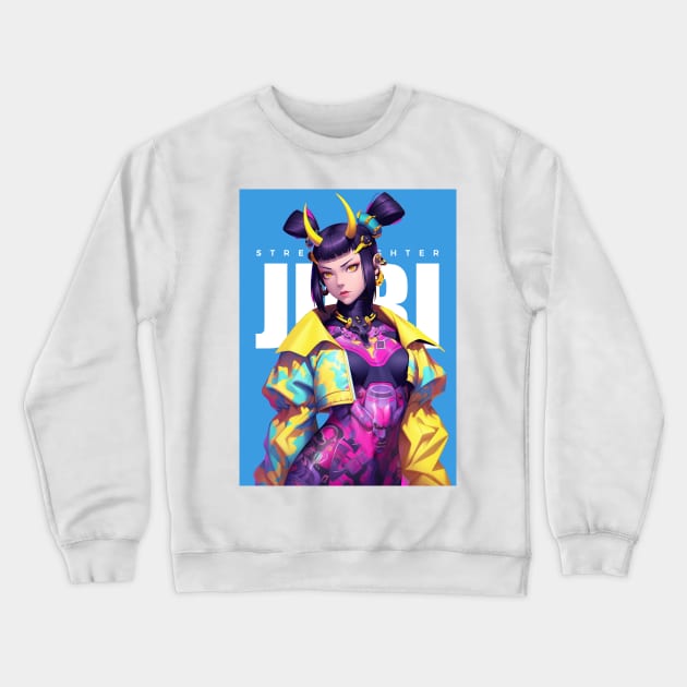 HORNY JURI HAN STREET FIGHTER | Badass Video Gamer Girl | PROUD OTAKU Crewneck Sweatshirt by PROUD OTAKU